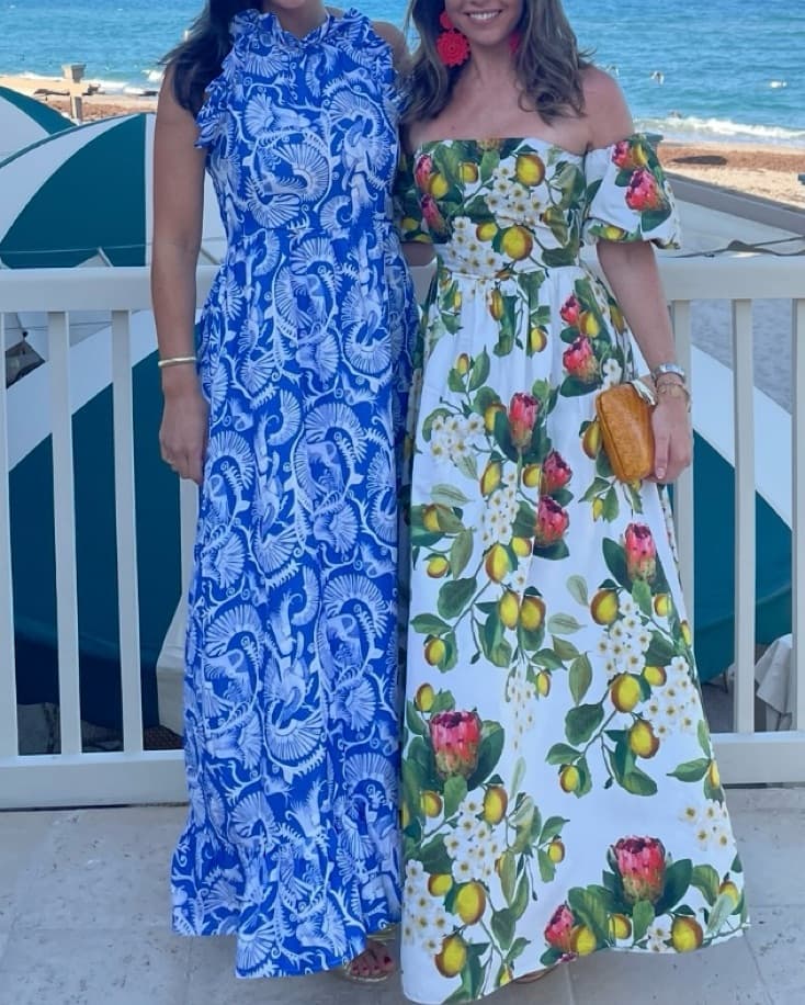 Blue And White Ruffle Maxi Dress - Image 3