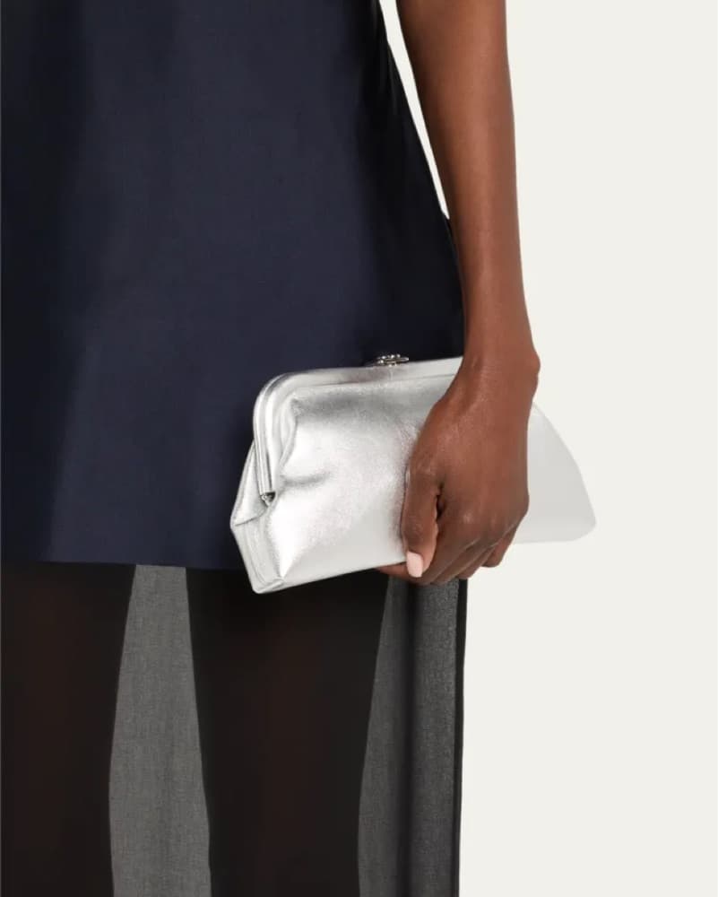 Jimmy Choo Skylar Metallic Clutch Silver - Image 1