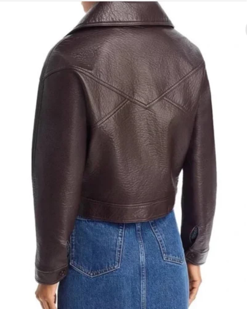 MOTHER burgundy Brown Leather Jacket - Image 3