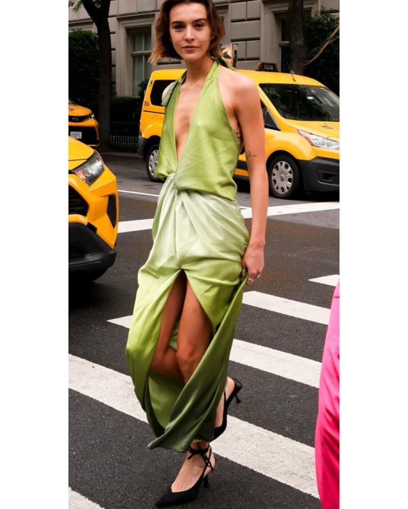 Vibrant Lime Green Halter Maxi Dress - Image 1