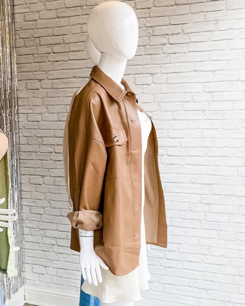 Aaron & Amber Faux Leather Button Up - Image 4