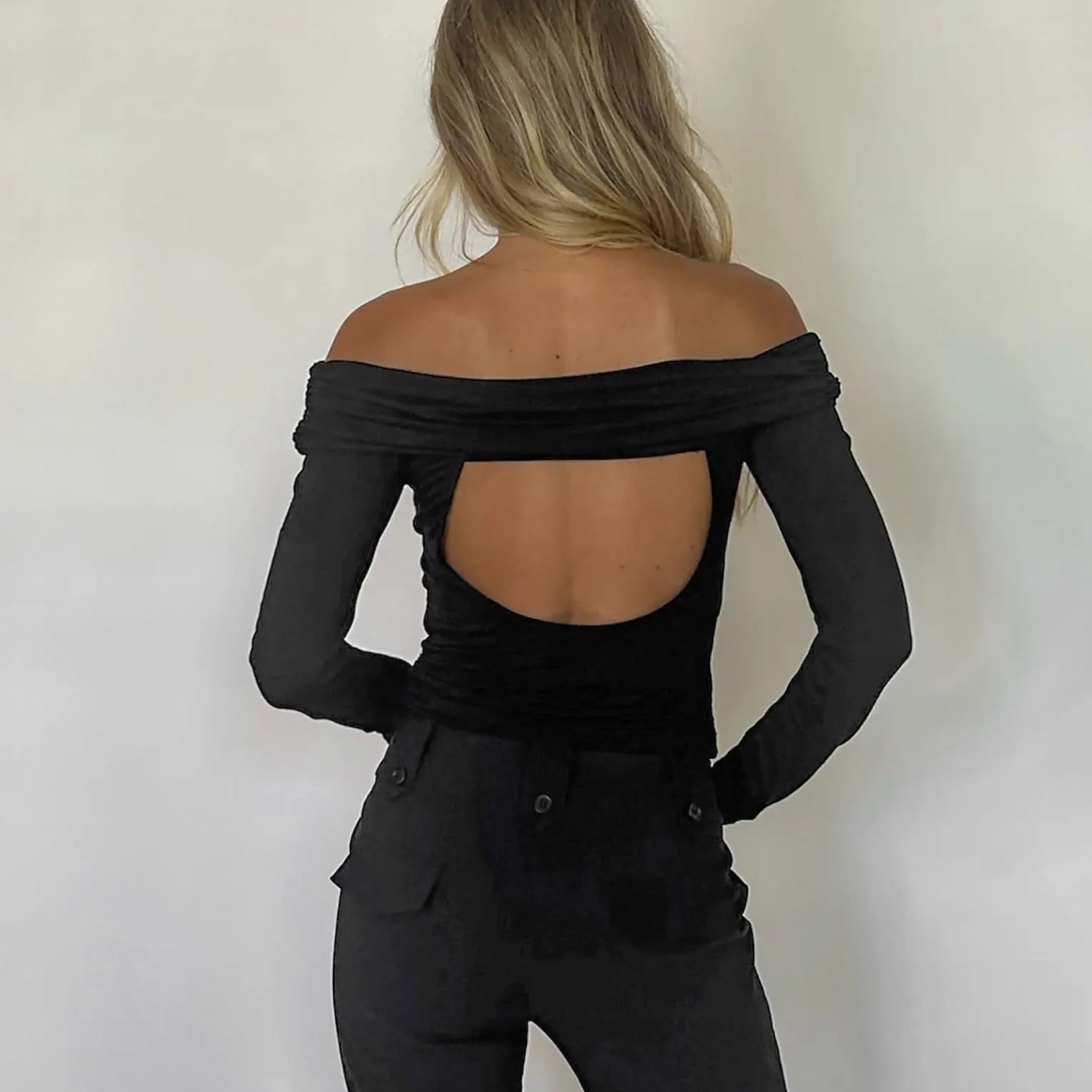 Tiger Mist Long Sleeve Open Back Top - Image 2