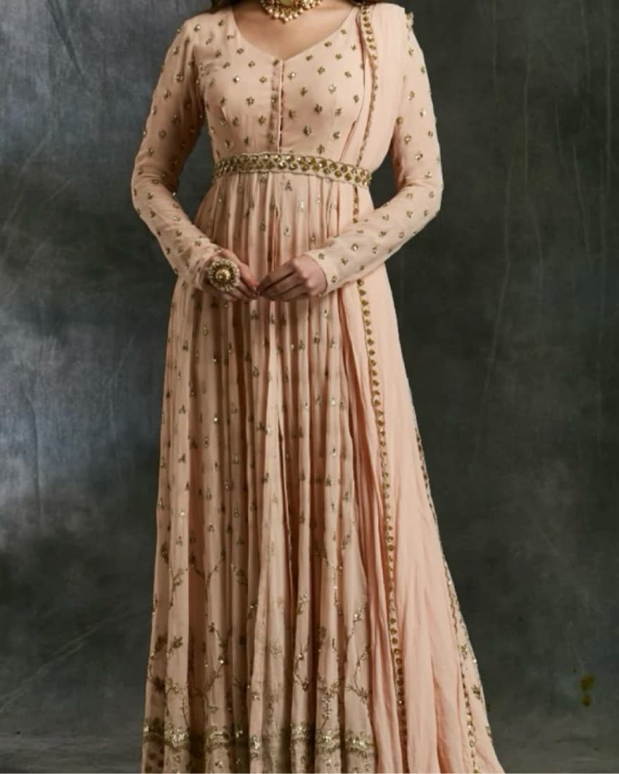 Pink Georgette Jacket Set - Image 3