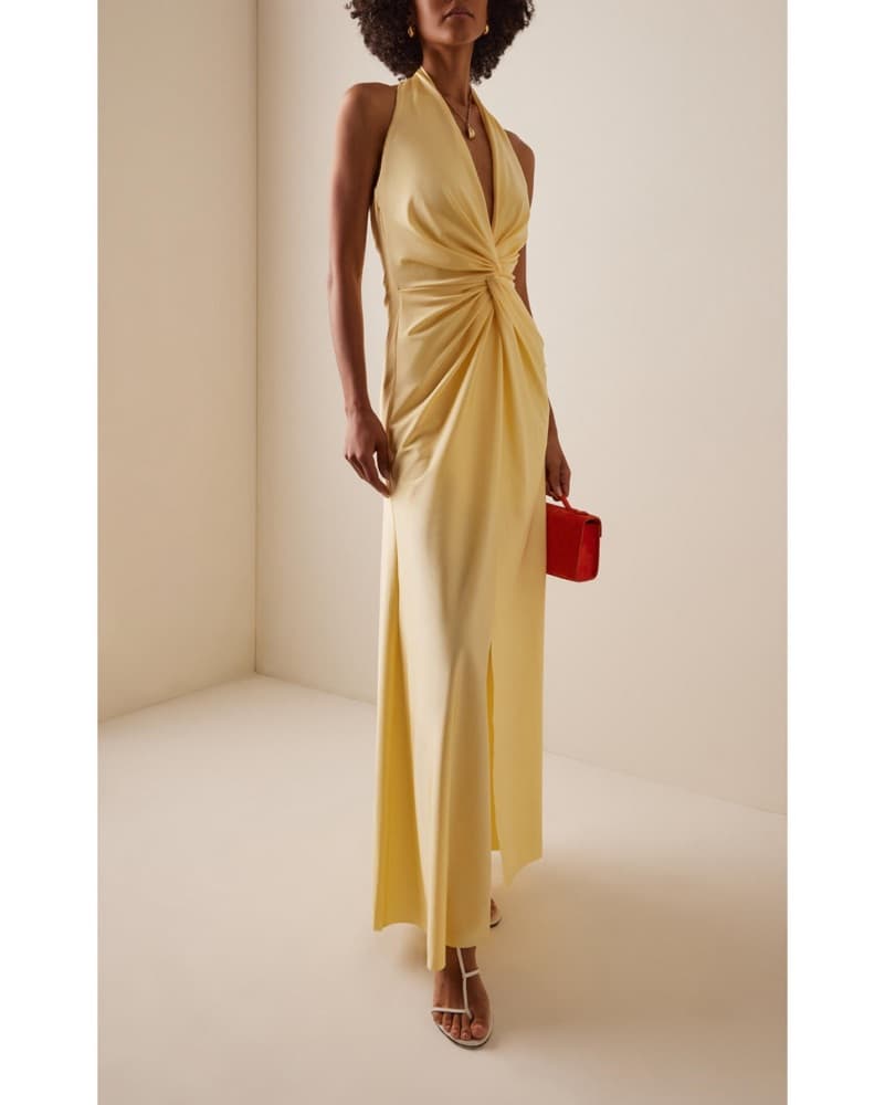 Andres Otalora Yellow Halter Maxi Dress | Cocktail Dress, Yellow Wedding Guest Dress, Miami - Image 6