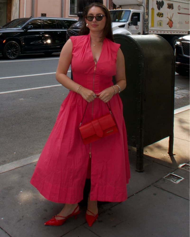 Vibrant Fuchsia Midi Dress - Image 1