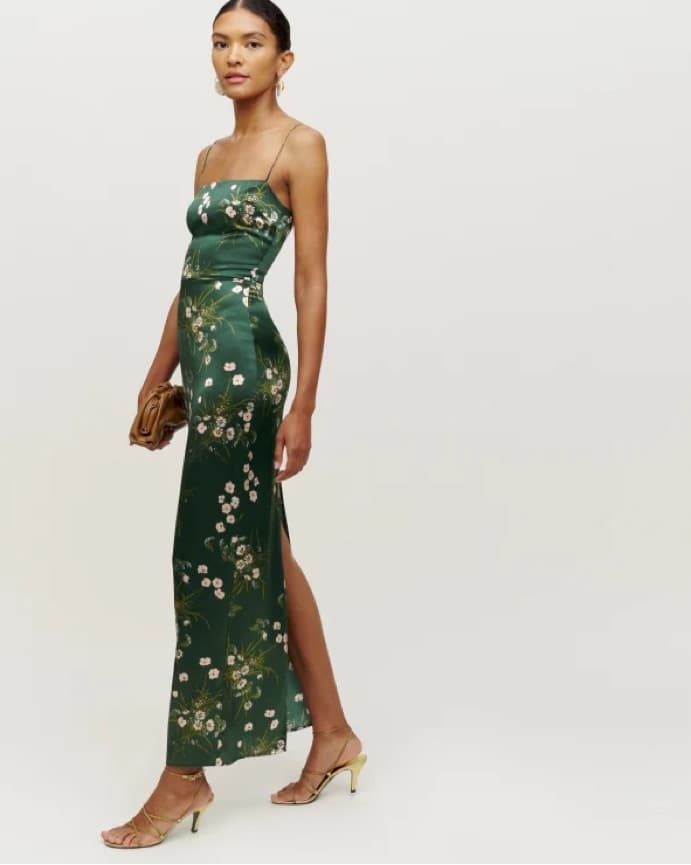 Frankie Silk Dress (green floral)  - Image 4