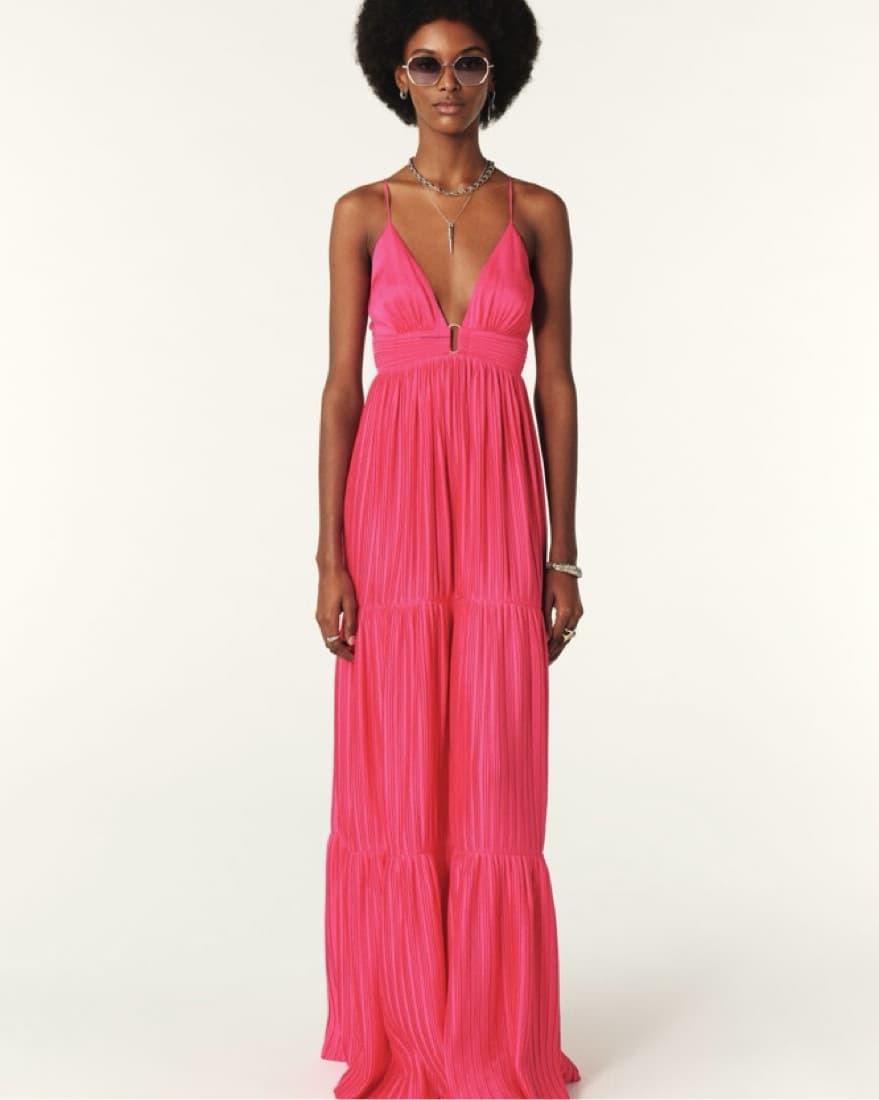 ba&sh (BASH) Pink V-Neck Wasta Dress - Image 1