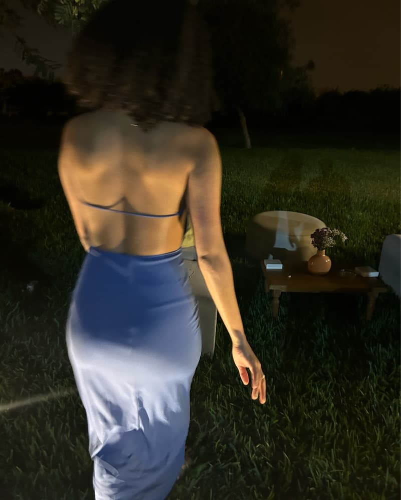 Royal blue deep-plunge halter maxi - Image 3