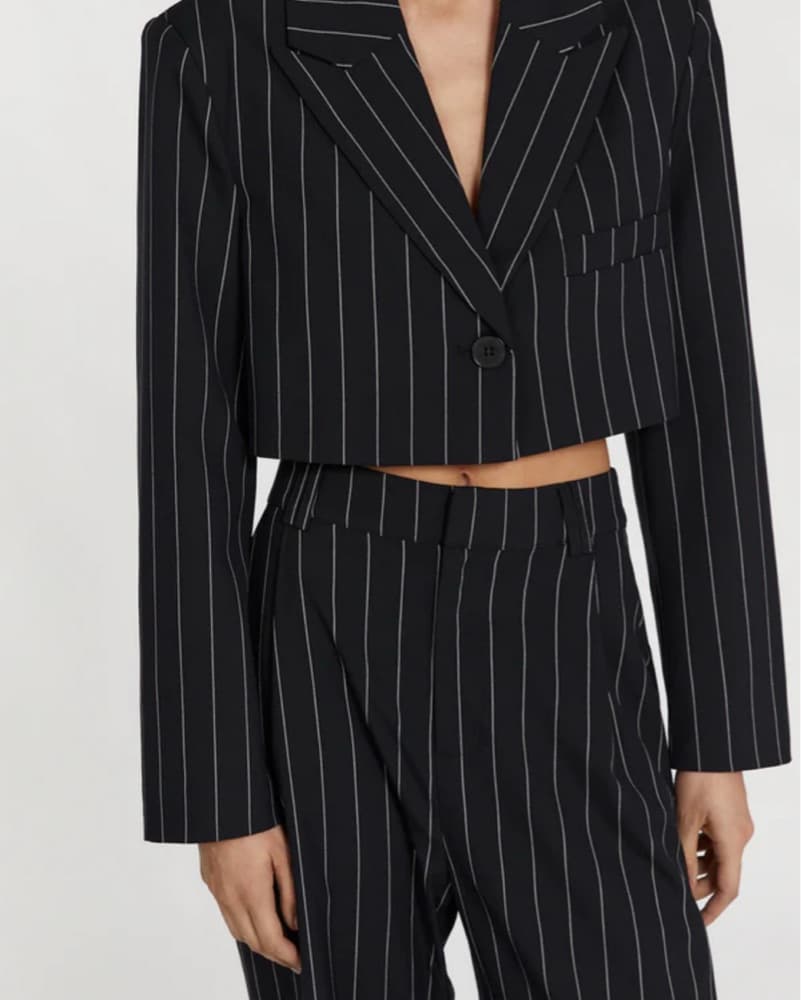 Sleek Striped Cropped Blazer  - Image 3