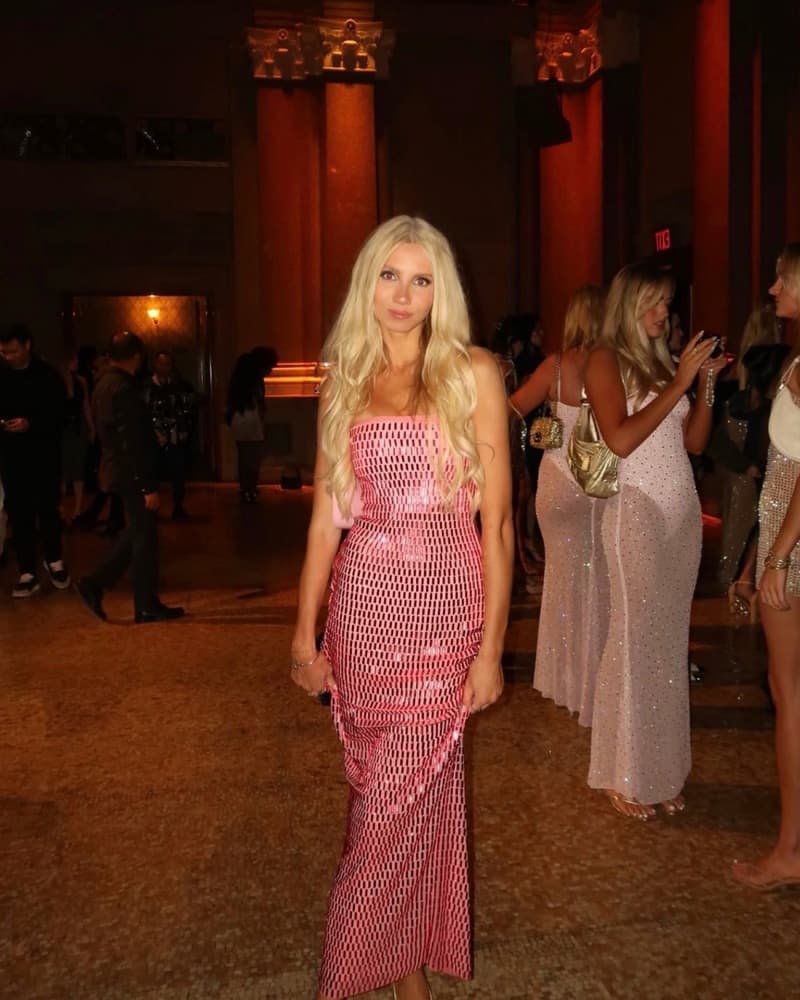 Pink Embellished Strapless Dress - Image 2