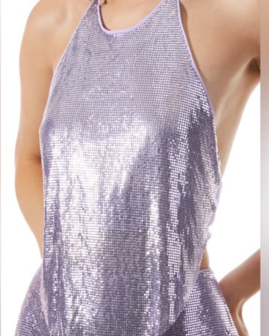 Alice and Olivia Purple Chain Sequin Top - Image 3