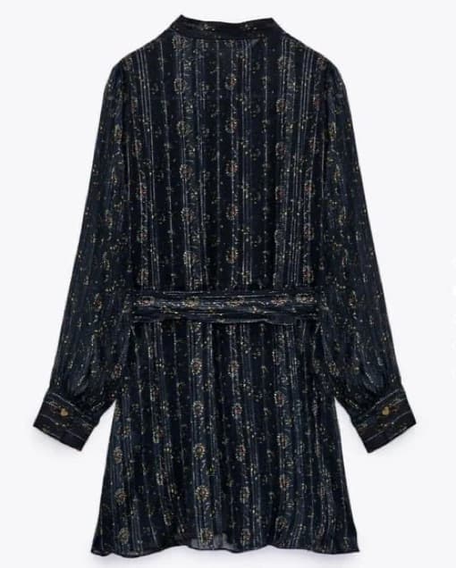 Zara Black Sheer Floral Button Up Dress - Image 4