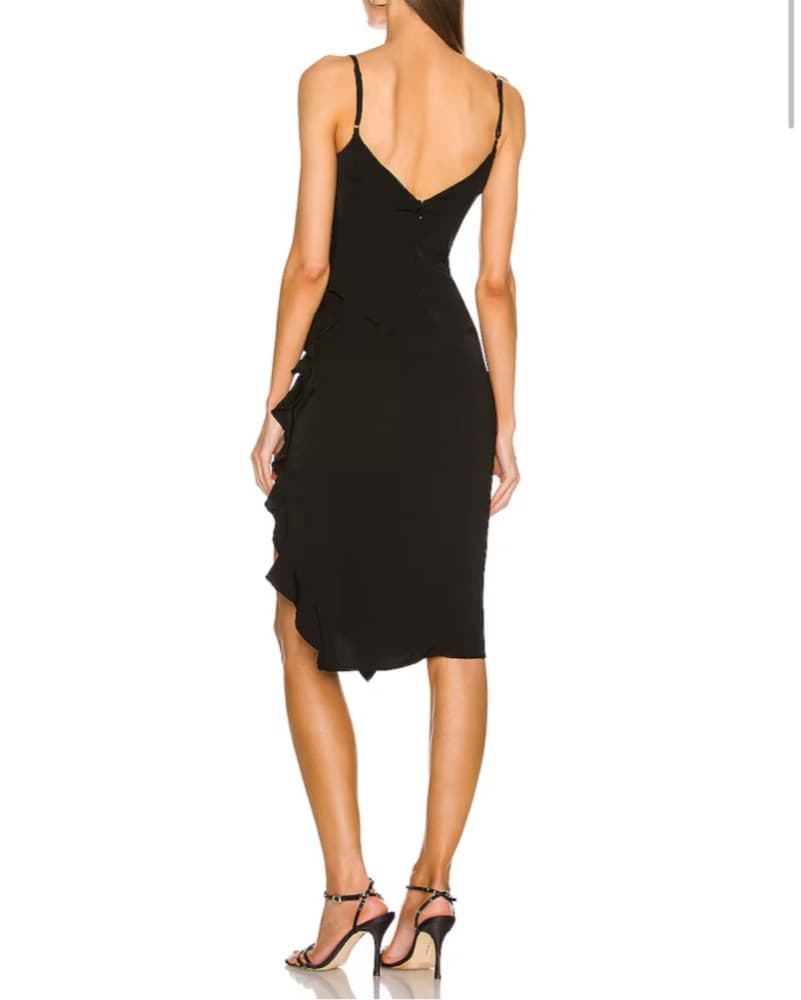 Natasha Ruffle Midi Dress in Black - Image 3