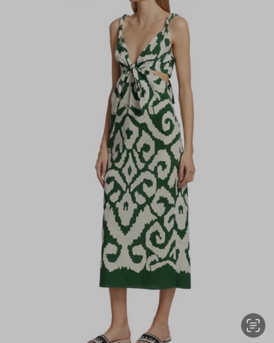 Johanna Ortiz Green Cotton Midi Dress - Image 1