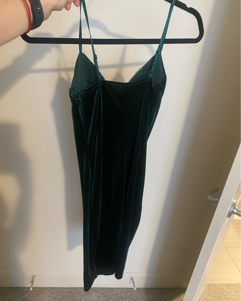Dark Green Velvet Dress - Image 1