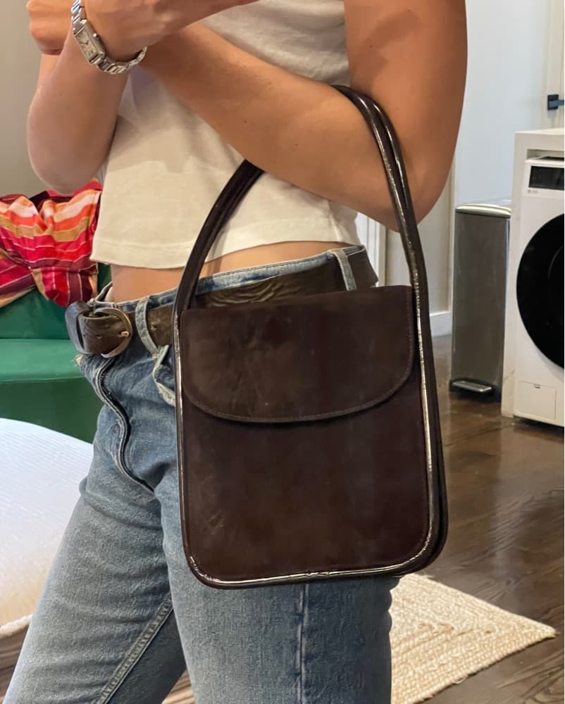 Brown Suede Stuart Weitzman Shoulder Bag - Image 3