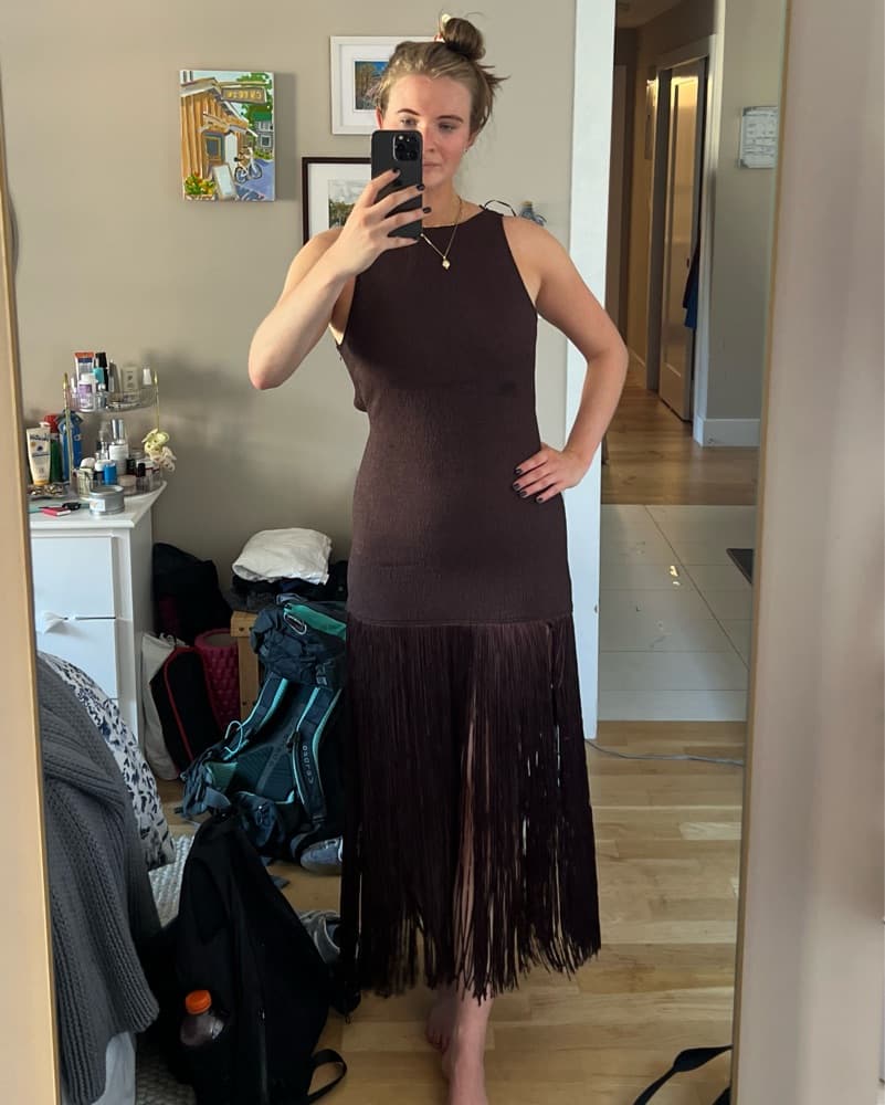 Sleek Fringed Maxi Dress - Image 3