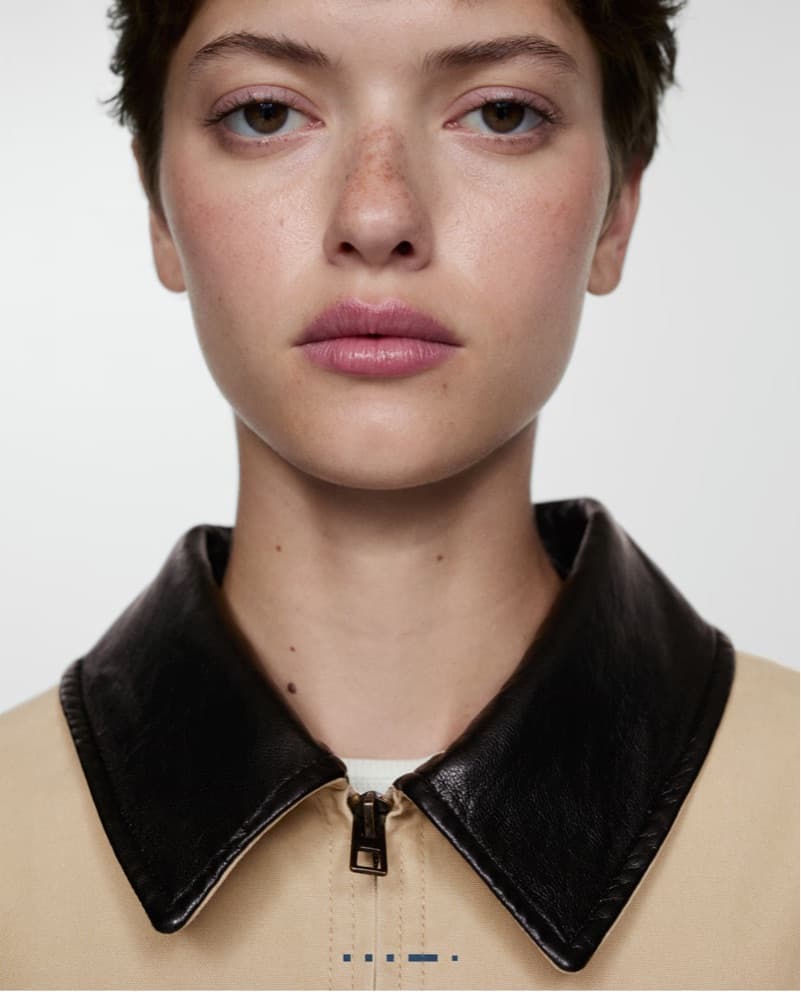 Chic Beige Leather-Trimmed Jacket - Image 2