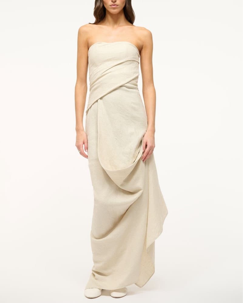 Staud Beige Linen Dress - Image 4
