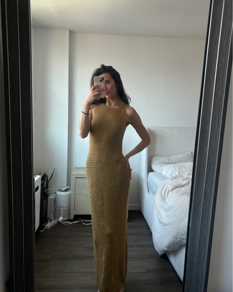 Crochet Sparkly Gold Dress - Image 2
