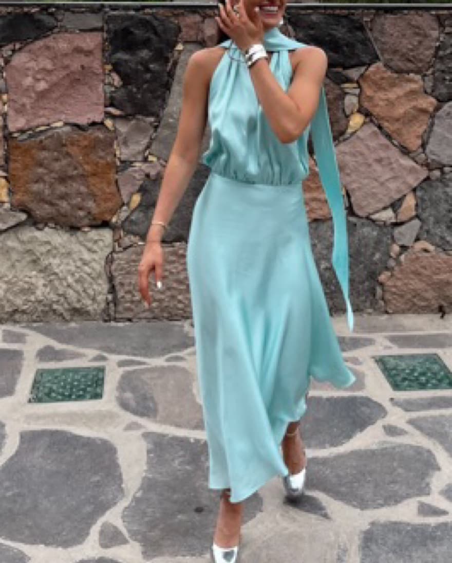 Moss & co Backless Dress - Tiffany Blue - Image 2