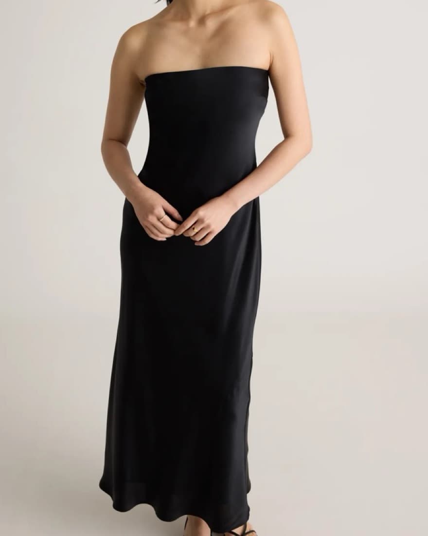 Reformation Strapless Silk Black Dress  - Image 1