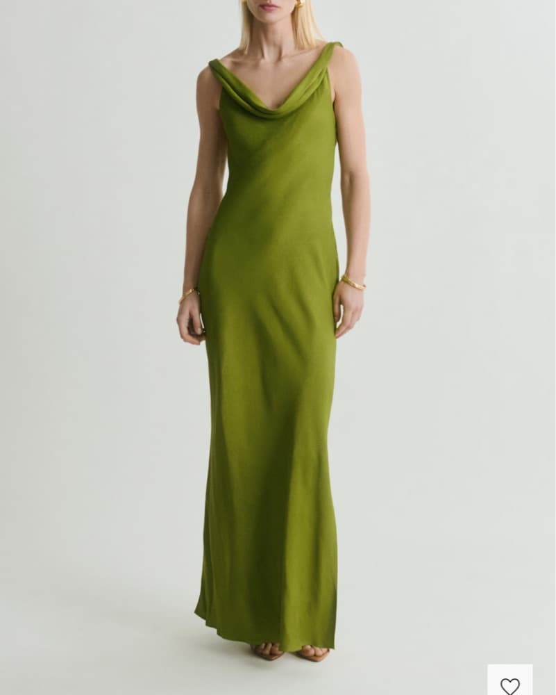 Vibrant Green Cowl Neck Maxi Dress - Image 1