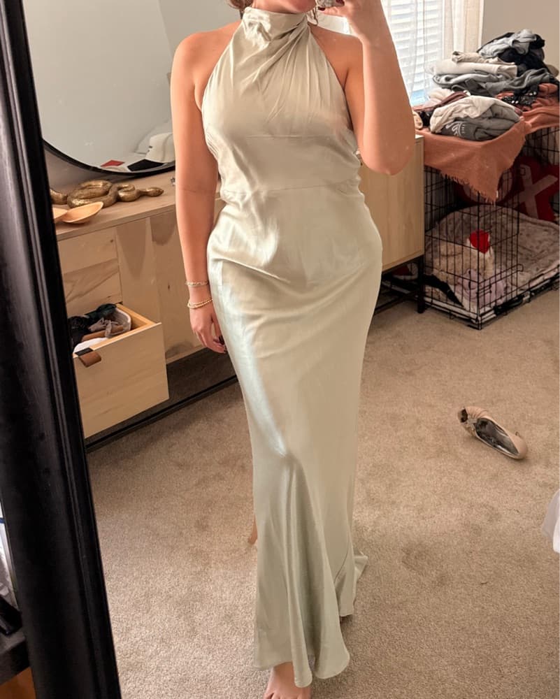 Sage green haulter Gown - Image 6