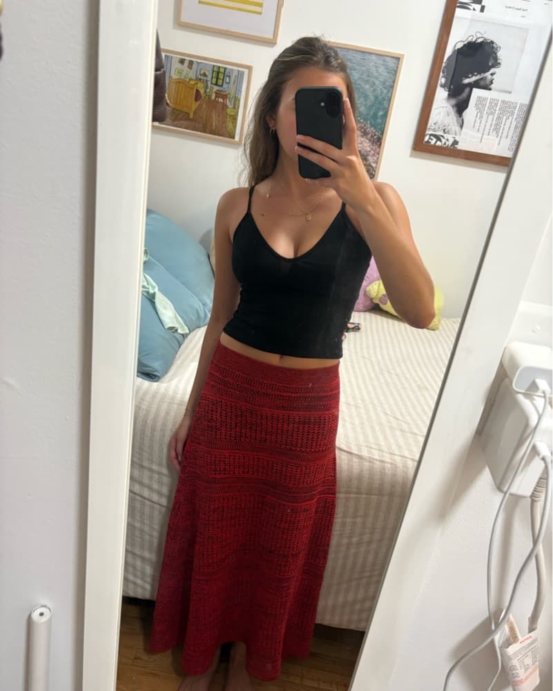 Proenza Red Knit Maxi Skirt  - Image 1