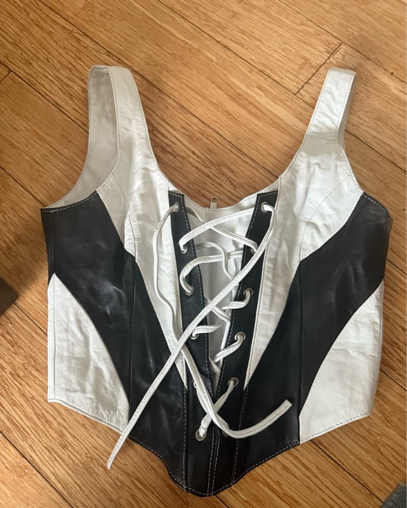 Understated Leather Lace Up Corset Top - Image 1