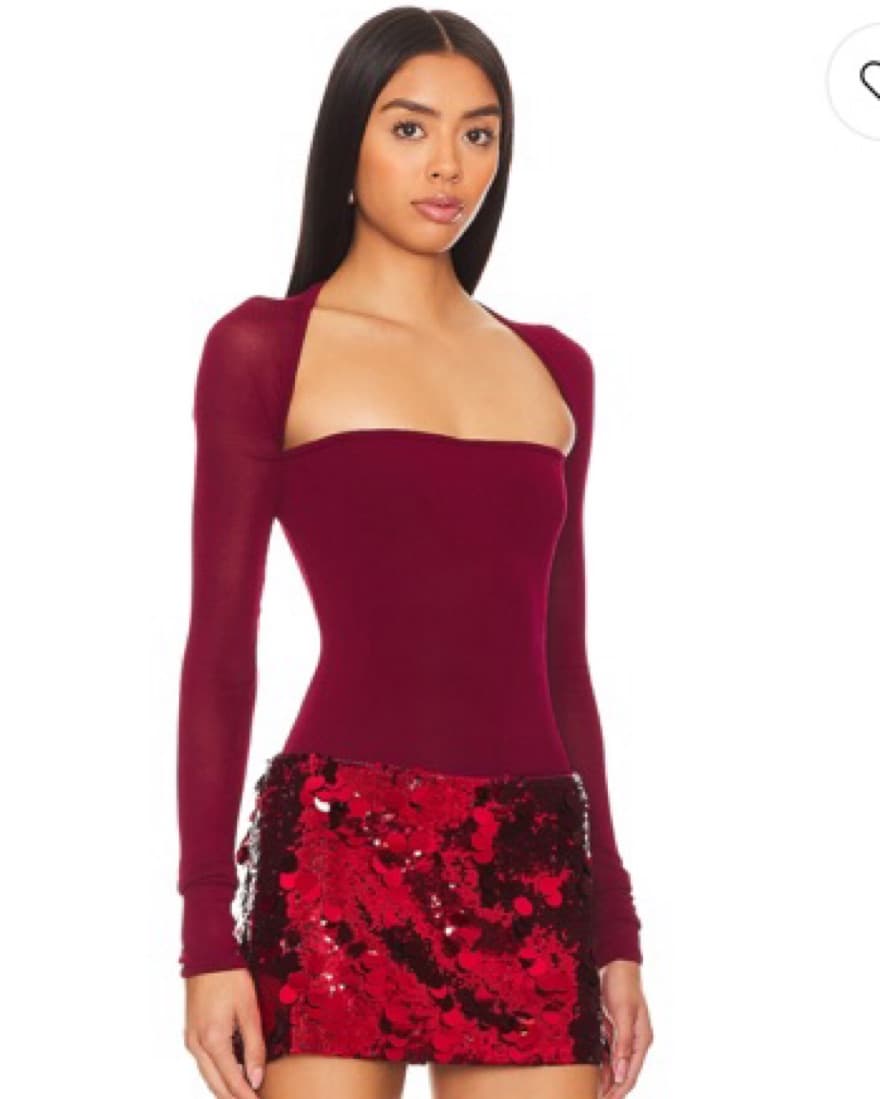Red NBD Magali Sheer Sleeve Top - Image 2