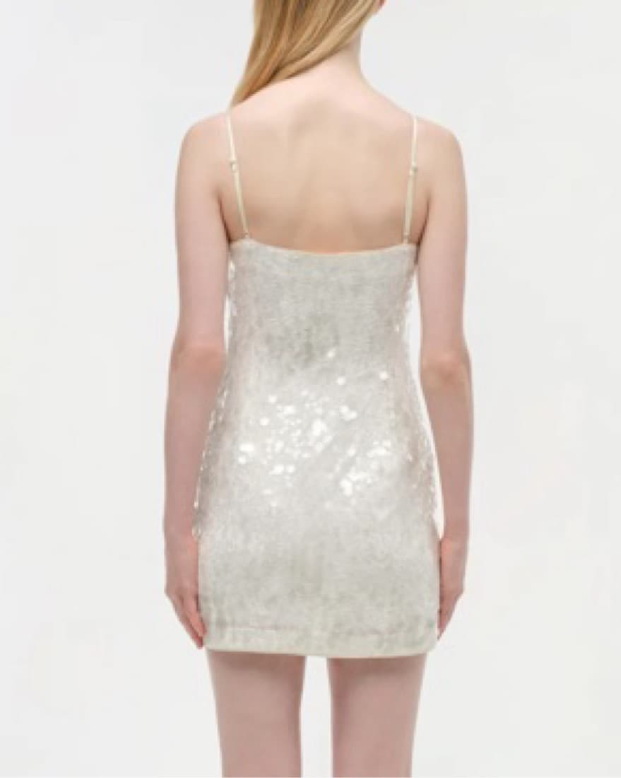 SIMKHAI Lollie Mini Dress, white sequins - Image 3