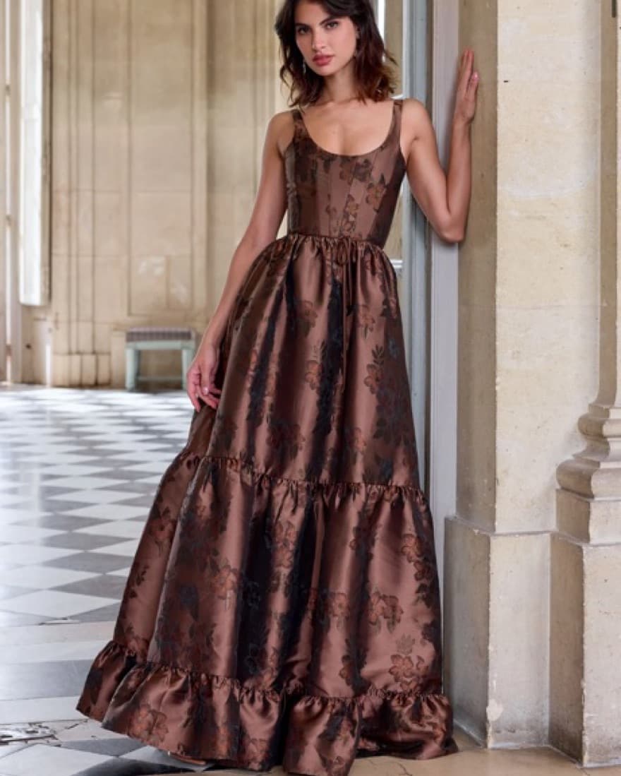V Chapman Brown Long Dress - Image 3