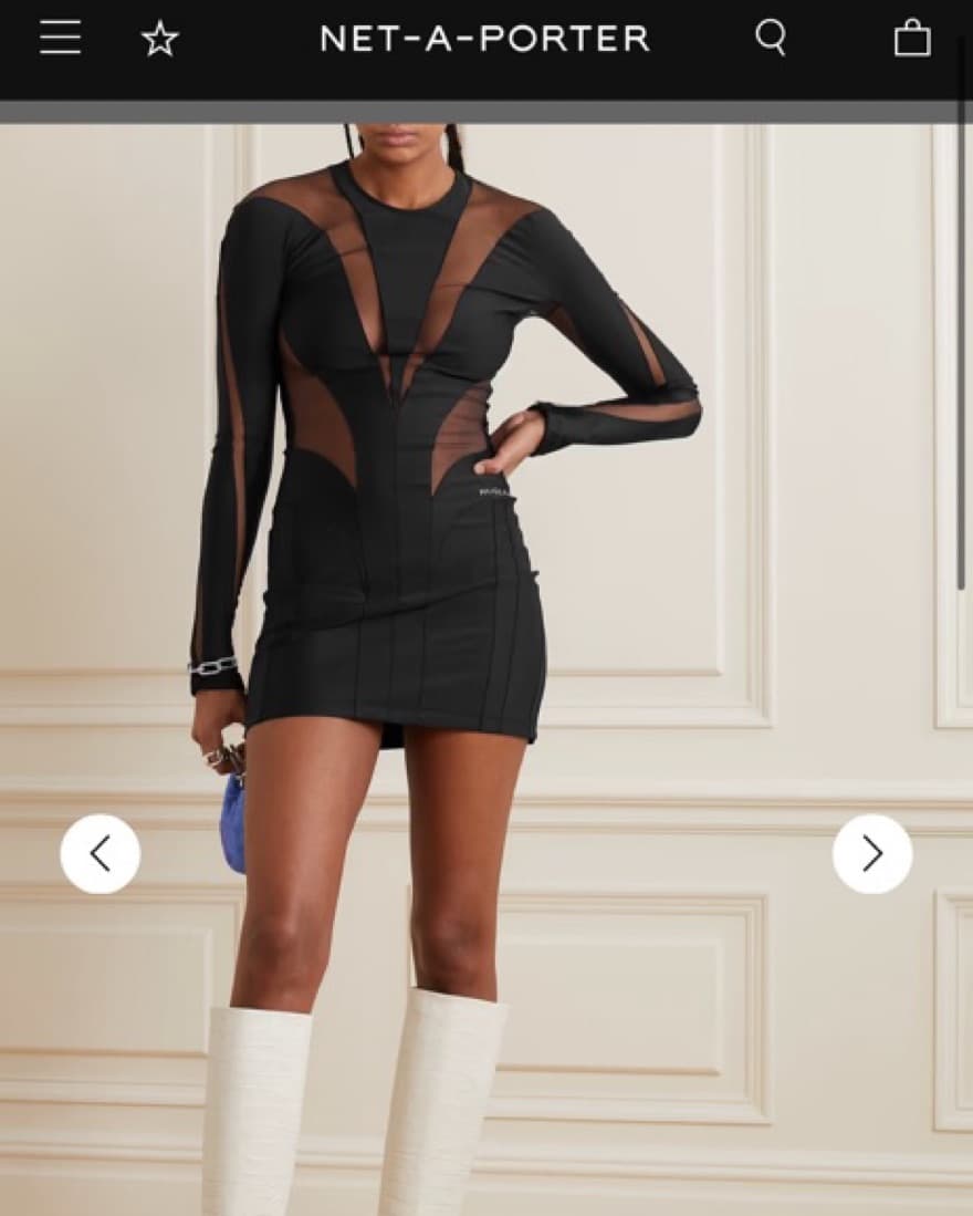 600$ Mugler Mesh And Black Mini Dress - Image 1