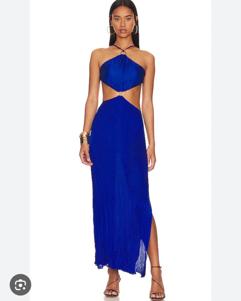 Vibrant Blue Halter Maxi Dress - Image 1