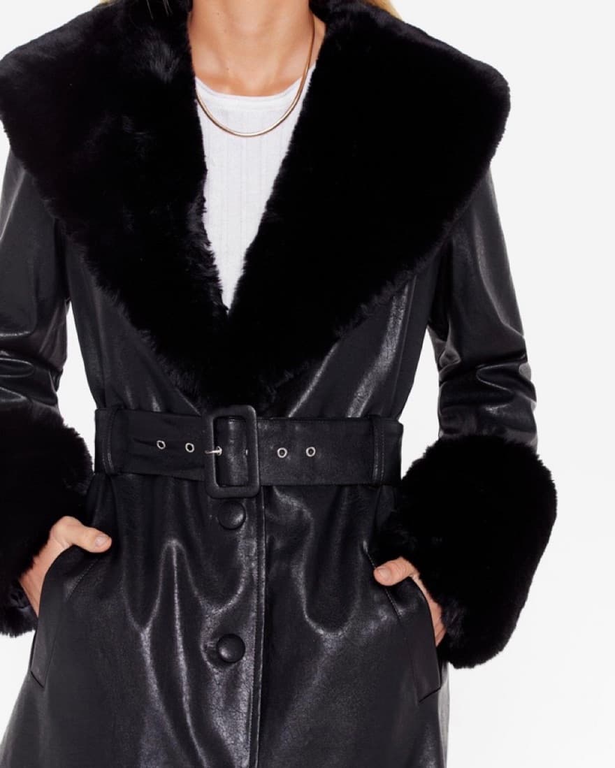 I'm That Girl Faux Fur Trench Coat - Image 5