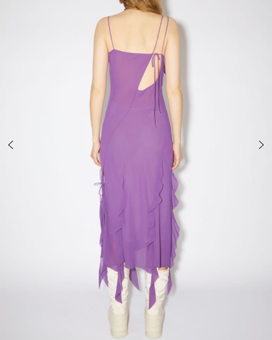 Acne Studios Purple Chiffon Ruffle Dress - Image 2
