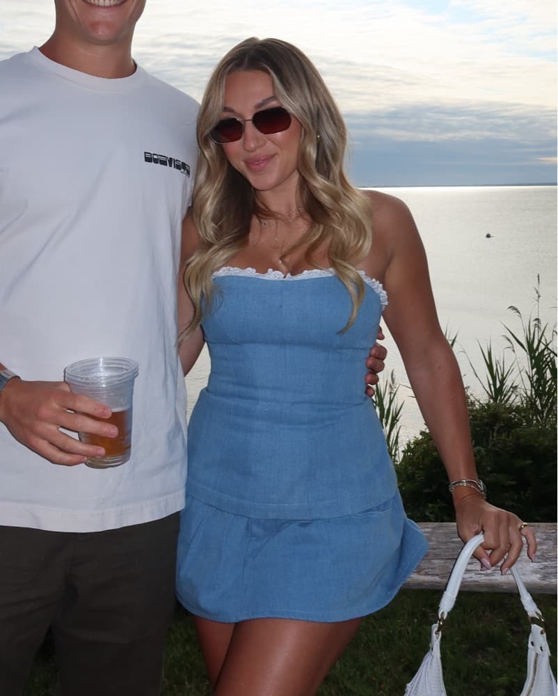 Blue Denim Strapless Mini Dress - Image 1
