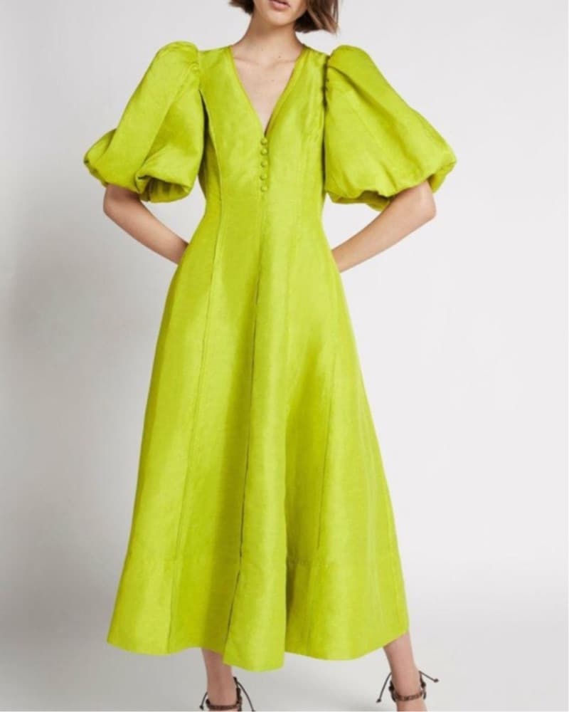 Aje Dusk Puff Sleeve Midi Dress - US 4 - Image 4
