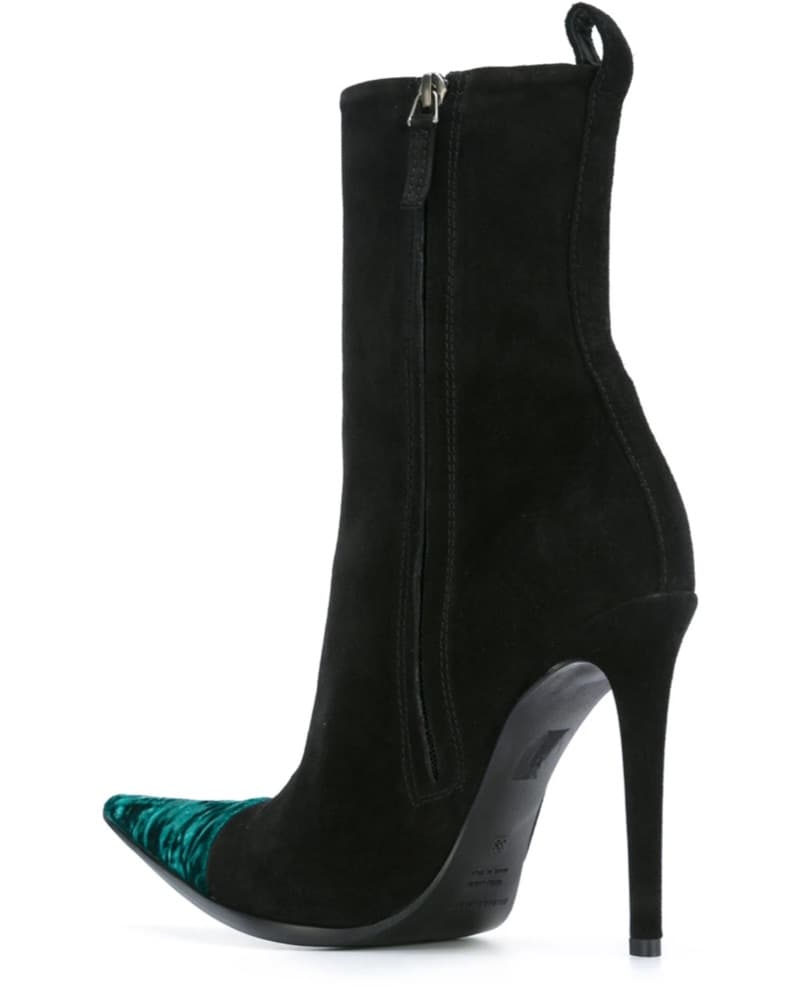 Velvet Black N Green High Heel Boots  - Image 2