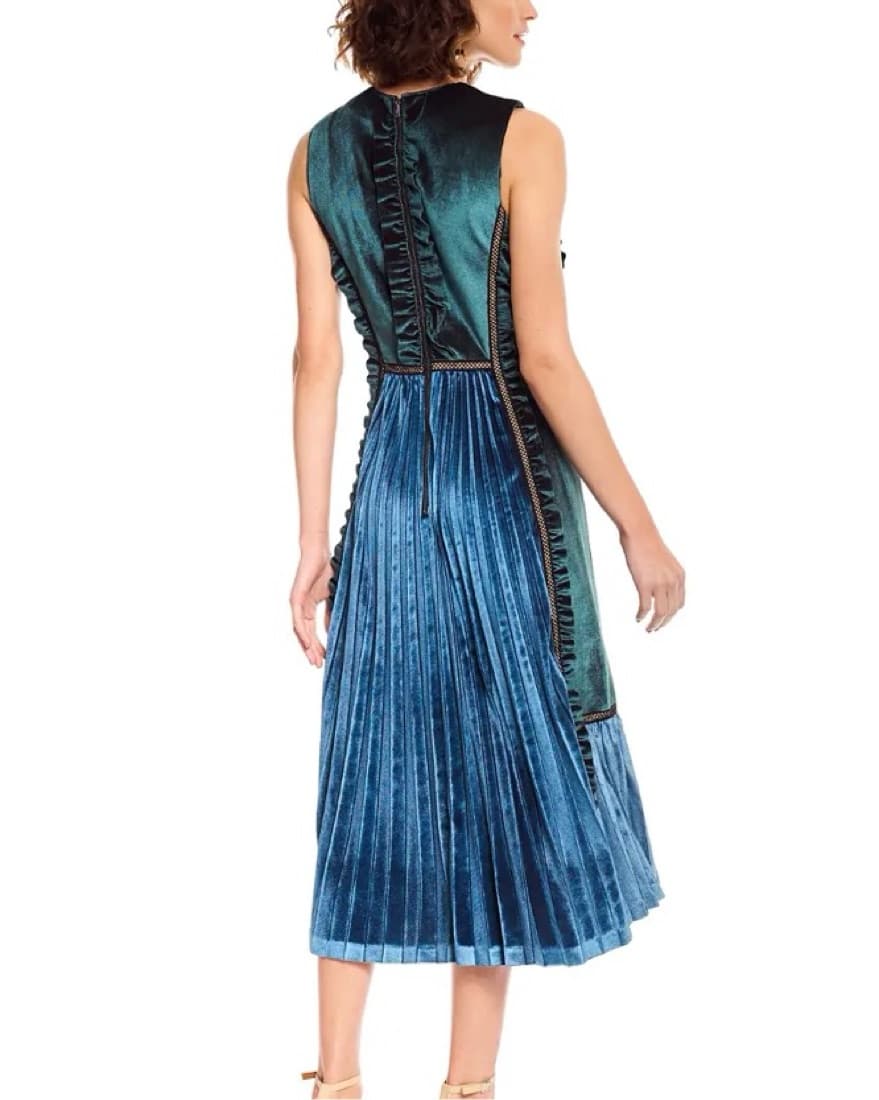 Self-Portrait Green Velvet Holiday Dress - Image 2