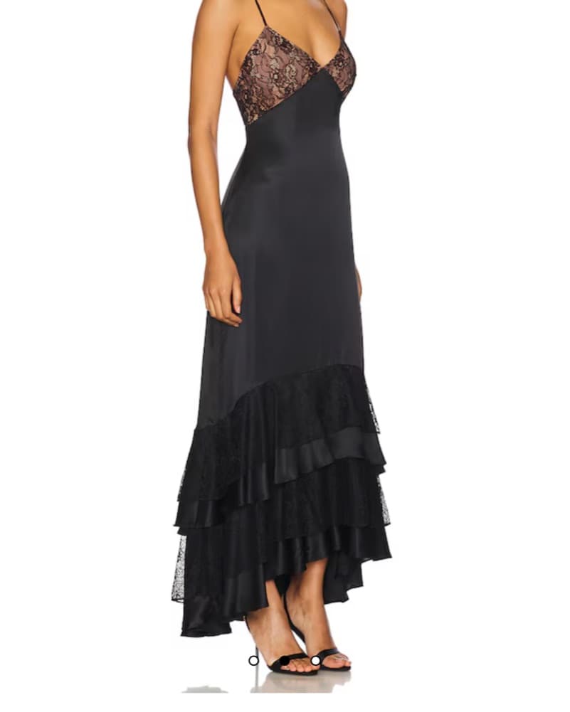Elegant Lace-Trimmed Maxi Dress - Image 2