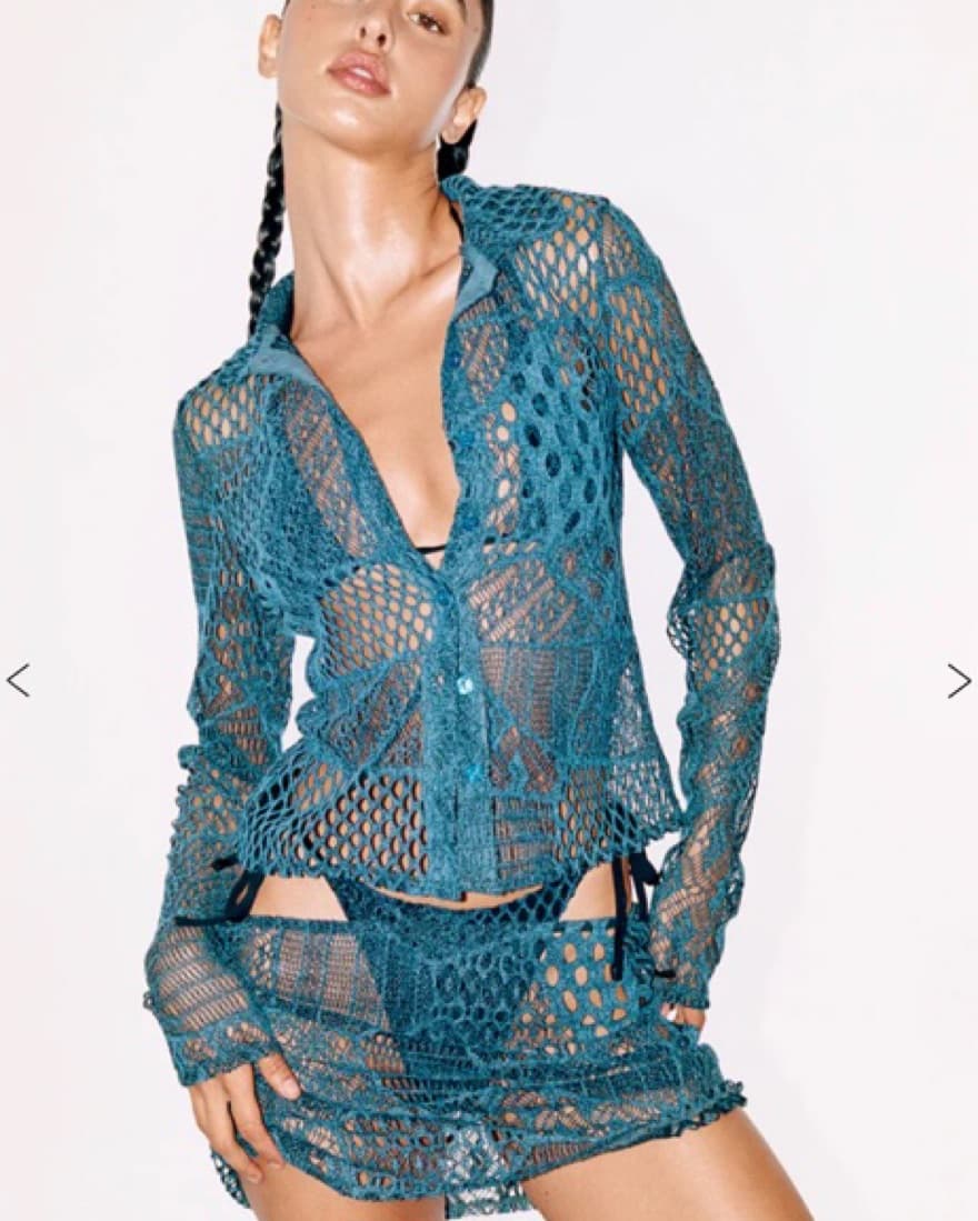 With Jean Blue Patch Skirt Set Coverup - Image 2