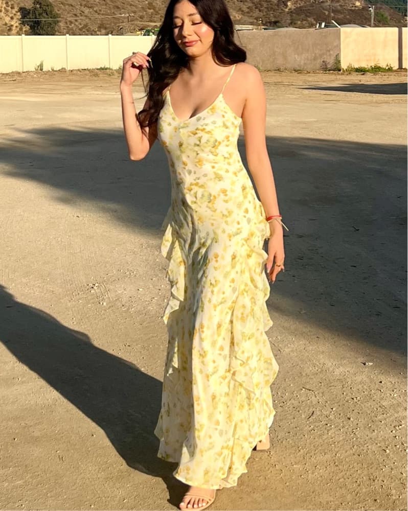  Yellow Floral Maxi Dress - Image 1