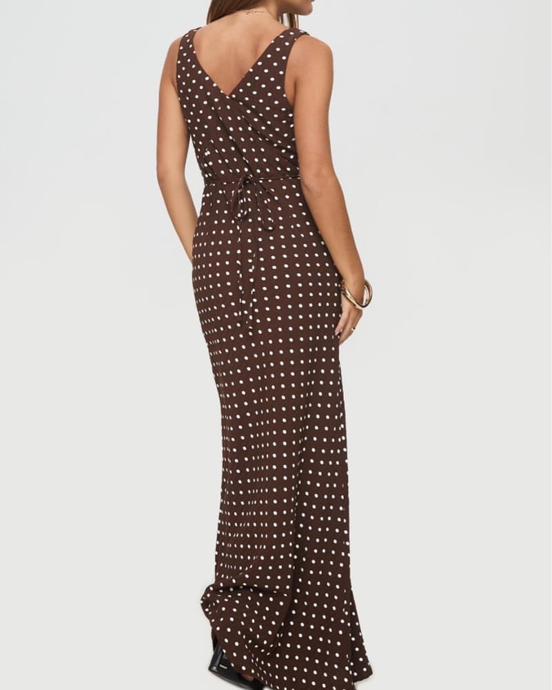 Nellie Maxi Dress Brown Polka Dot - Image 4