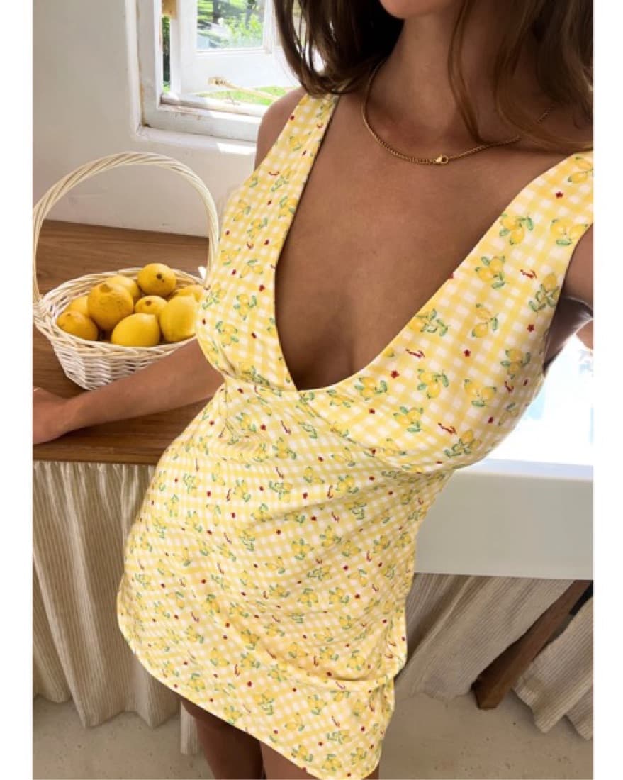 Yellow Floral Mini Dress - Image 2