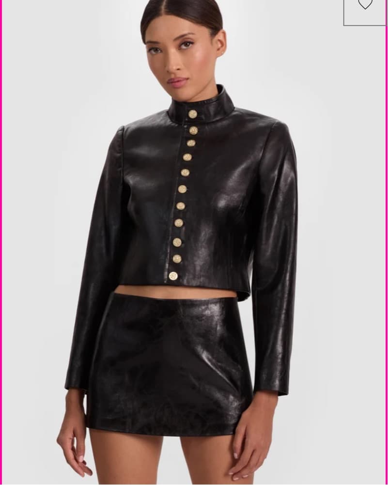 A+O Sleek Faux Leather Cropped Jacket - Image 1