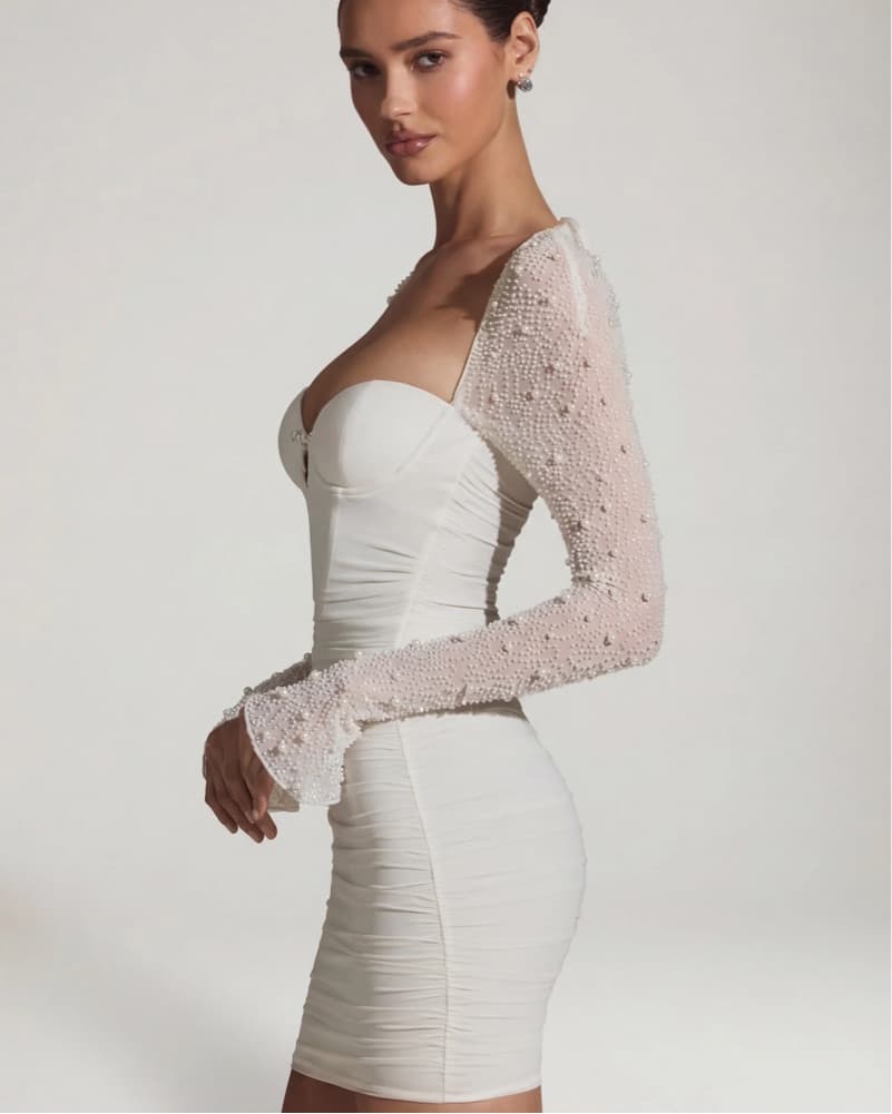 Oh Polly White Long Sleeve Mini Dress  - Image 2