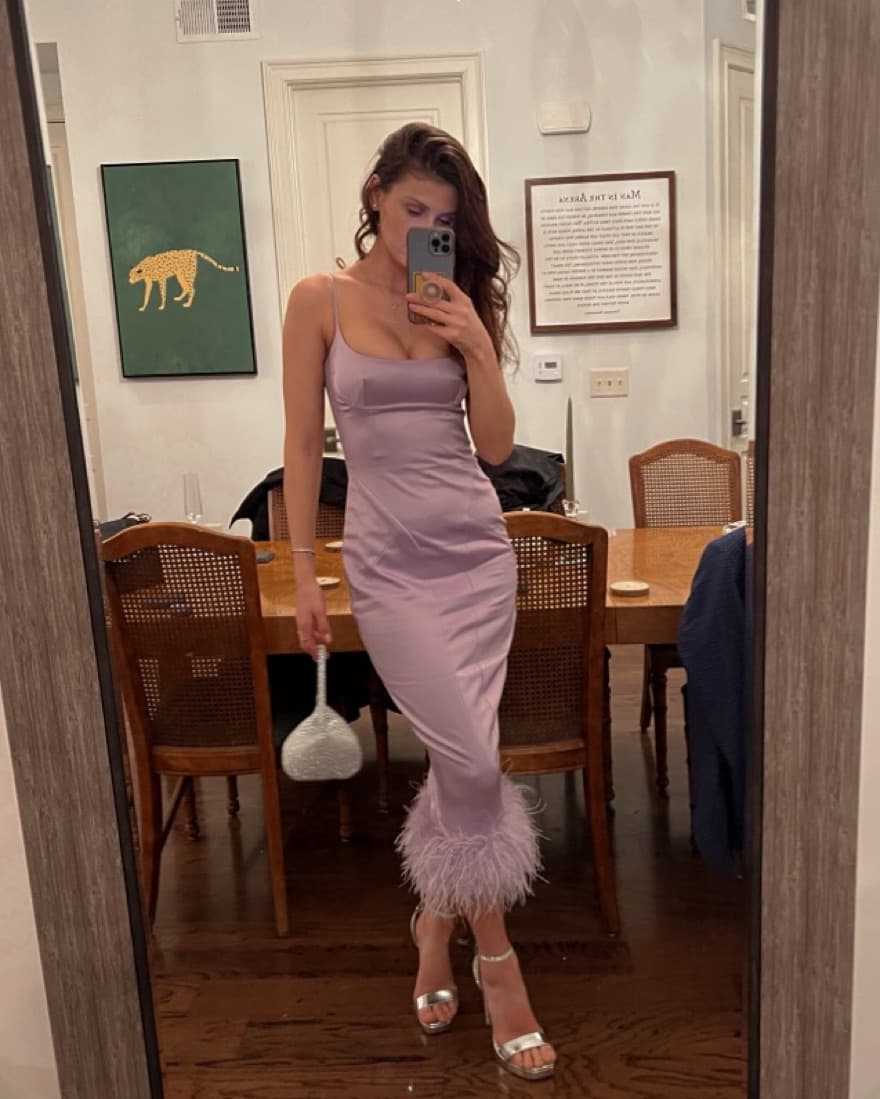 House Of CB Ostrich Satin Midi Dress S - Image 1