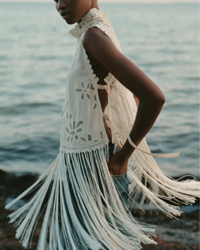 Sea Ivory Adelina Fringe Top - Image 3